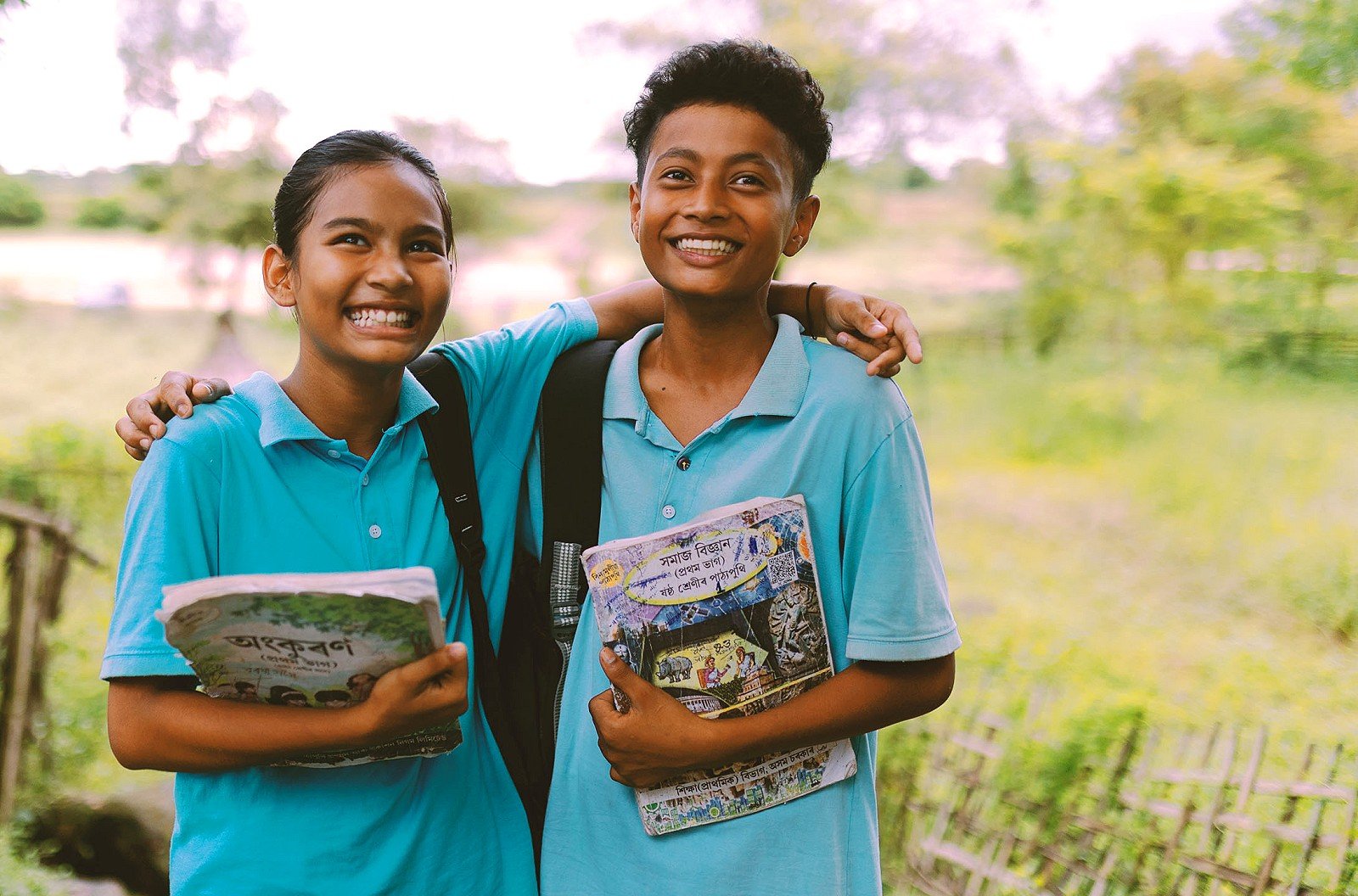 Joyful children at Vidya — The Living School, reaching toward a brighter future
